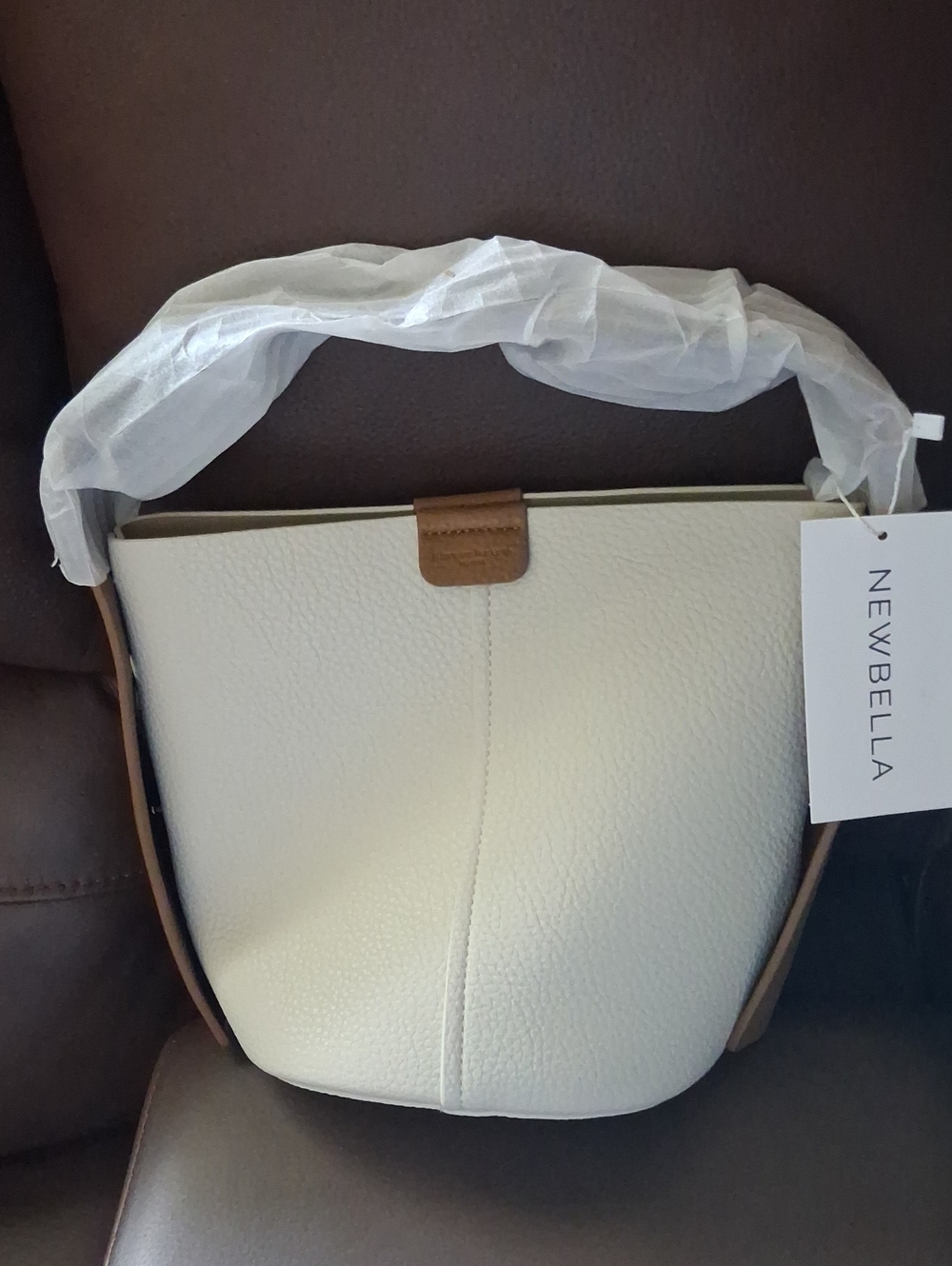 NEWBELLA White & Tan Women's Shoulder Bag